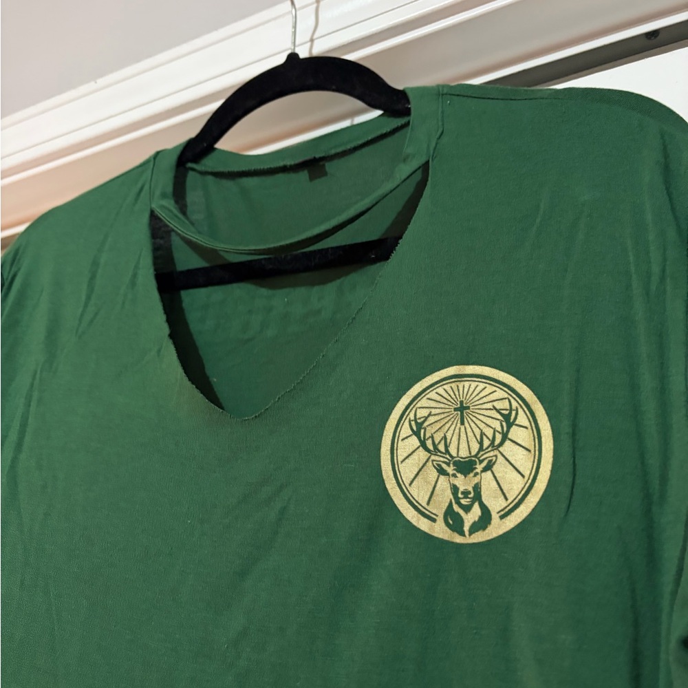 Jager Gold and Green V-Neck Women’s Sexy Choker Shirt